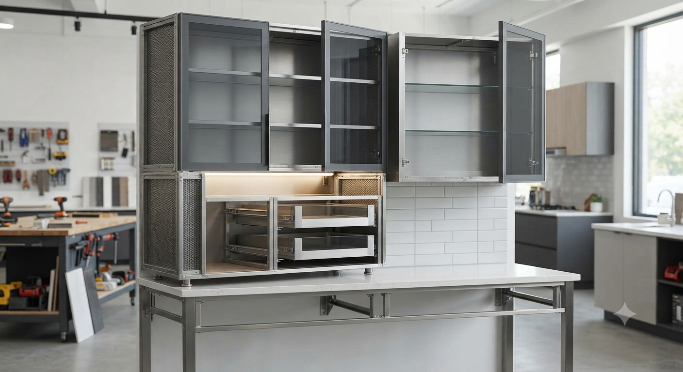 Tổng quan cấu trúc của hệ thống tủ bếp inox cánh kính